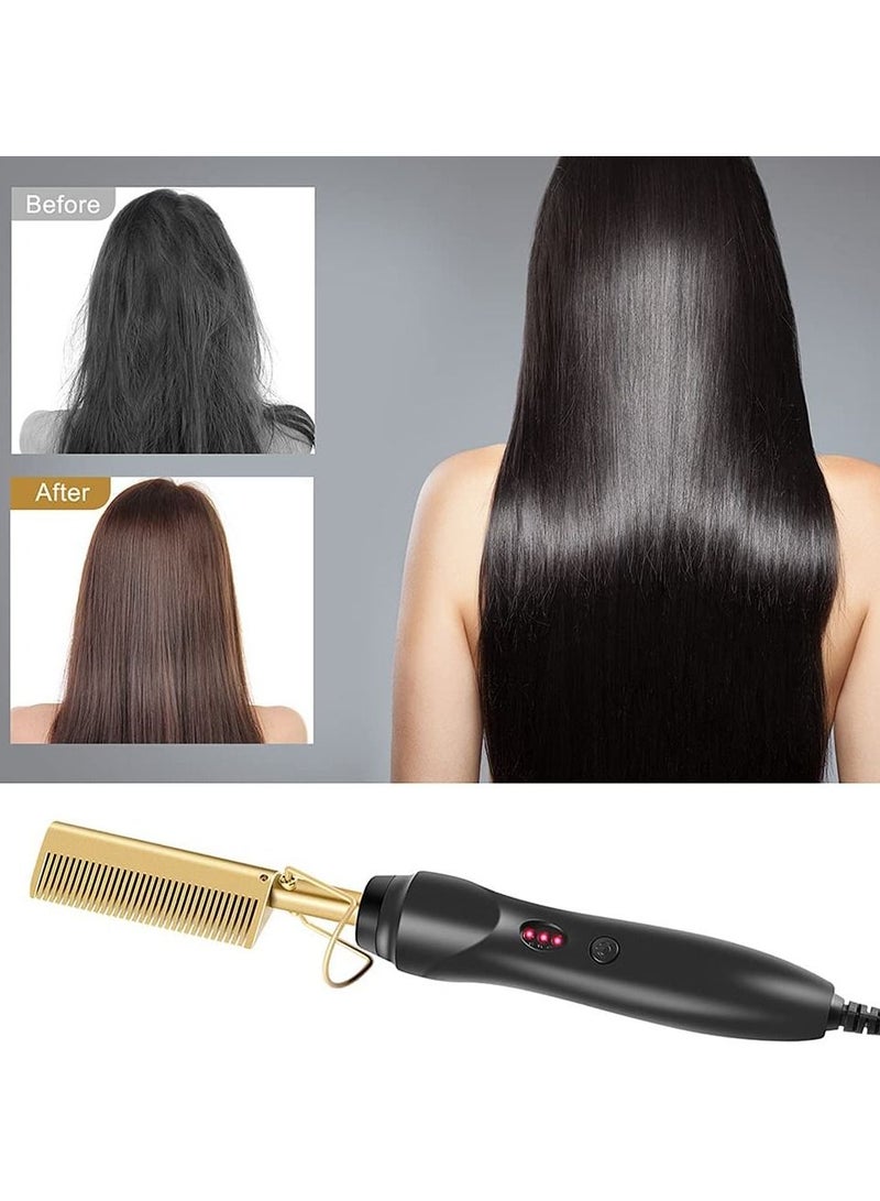 DubaiGallery Professional Hair Straightener Heated Flat Iron Straightener Straightening Brush Corrugation Curling Hot Comb - Image 5