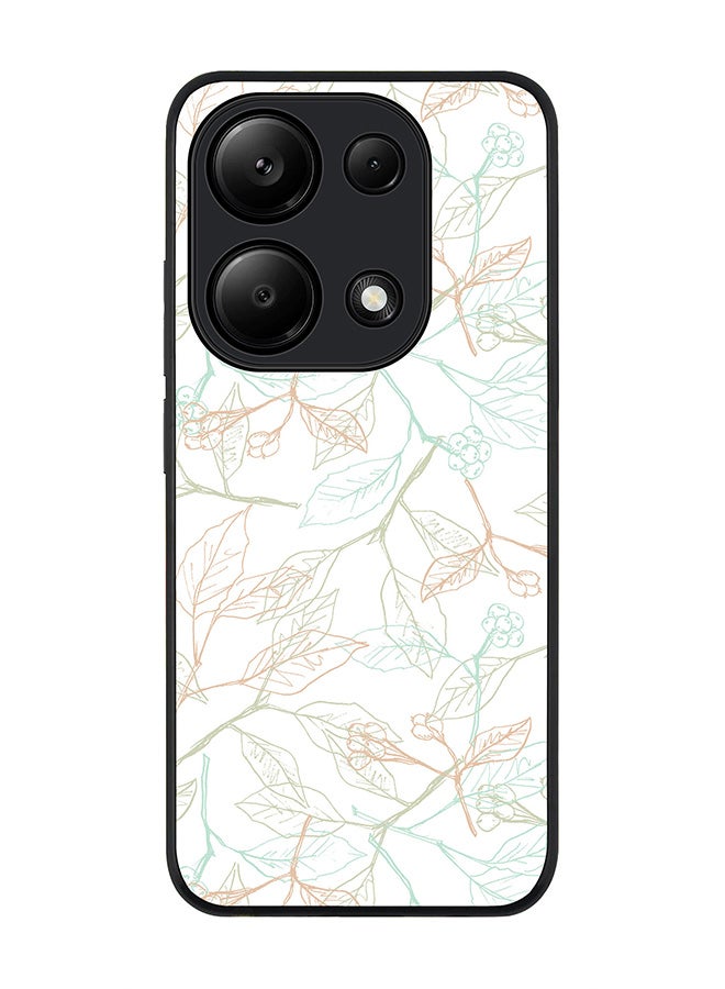 Stylizedd حافظة حواف سوداء متينة لهاتف Xiaomi Redmi Note 13 Pro 4G / Xiaomi Poco M6 Pro 4G، حافظة رفيعة - أغصان رقيقة - Image 1