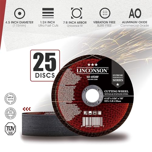 LINCONSON 25 Pack 4.5 Inch Cut Off Wheel for Metal & Stainless Steel Used On Angle Grinder 4.5”x1/24”x7/8" Flat Disc (SD 4520F) - Image 2
