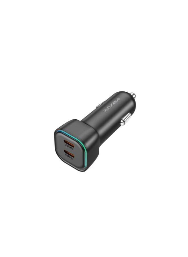 بوروفون 55 واط USB-C إلى USB-C شاحن سيارة عالي الطاقة باللون الأسود - Image 1