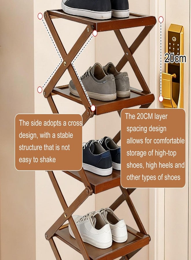 Simcat Shoe Rack for Closet Bamboo Shoe Storage Freestanding Shoe Storage Shelf for Closet, Entryway, Front Door Entrance (3 Layers, Brown) - Image 4