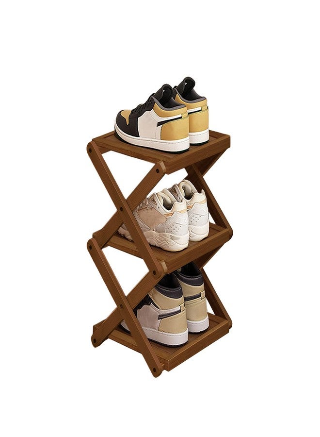 Simcat Shoe Rack for Closet Bamboo Shoe Storage Freestanding Shoe Storage Shelf for Closet, Entryway, Front Door Entrance (3 Layers, Brown) - Image 1