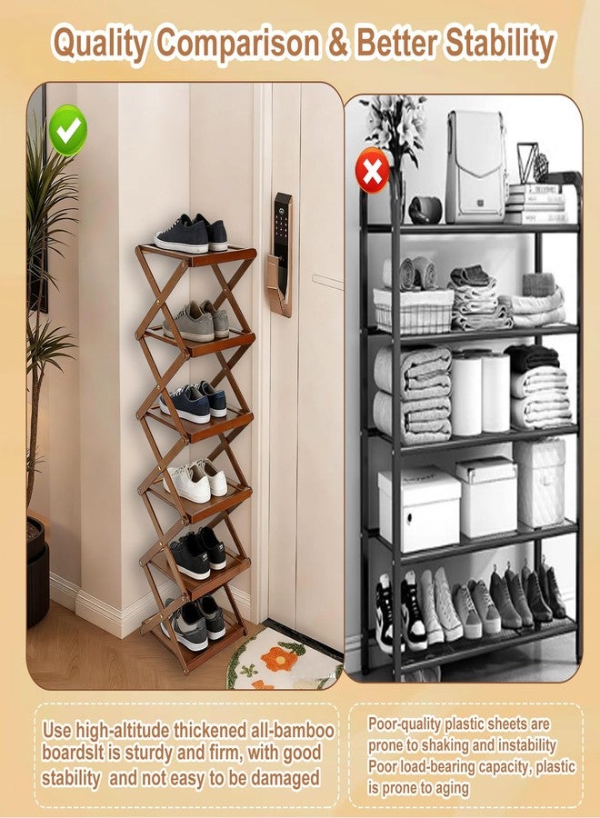 Simcat Shoe Rack for Closet Bamboo Shoe Storage Freestanding Shoe Storage Shelf for Closet, Entryway, Front Door Entrance (3 Layers, Brown) - Image 2
