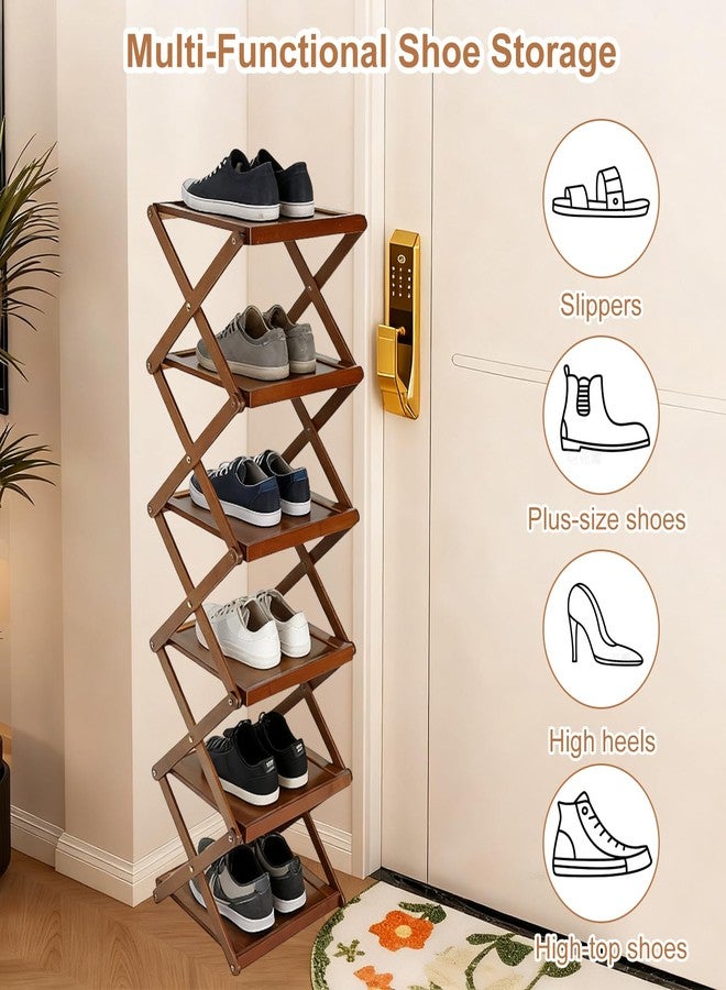 Simcat Shoe Rack for Closet Bamboo Shoe Storage Freestanding Shoe Storage Shelf for Closet, Entryway, Front Door Entrance (3 Layers, Brown) - Image 5