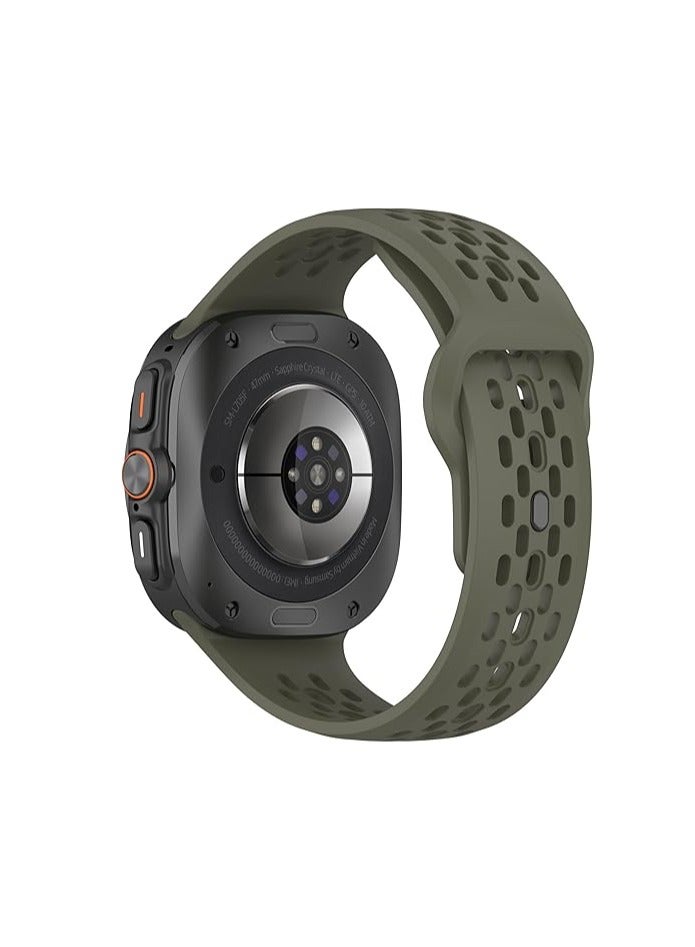 موكوم سوار ساعة سيليكون من MOCOM لسامسونج جالكسي ووتش ألترا 47 ملم، سوار استبدال مريح وقابل للتنفس لساعة جالكسي ووتش ألترا 47 ملم، إكسسوارات ساعة ذكية مقاومة للماء - Image 1