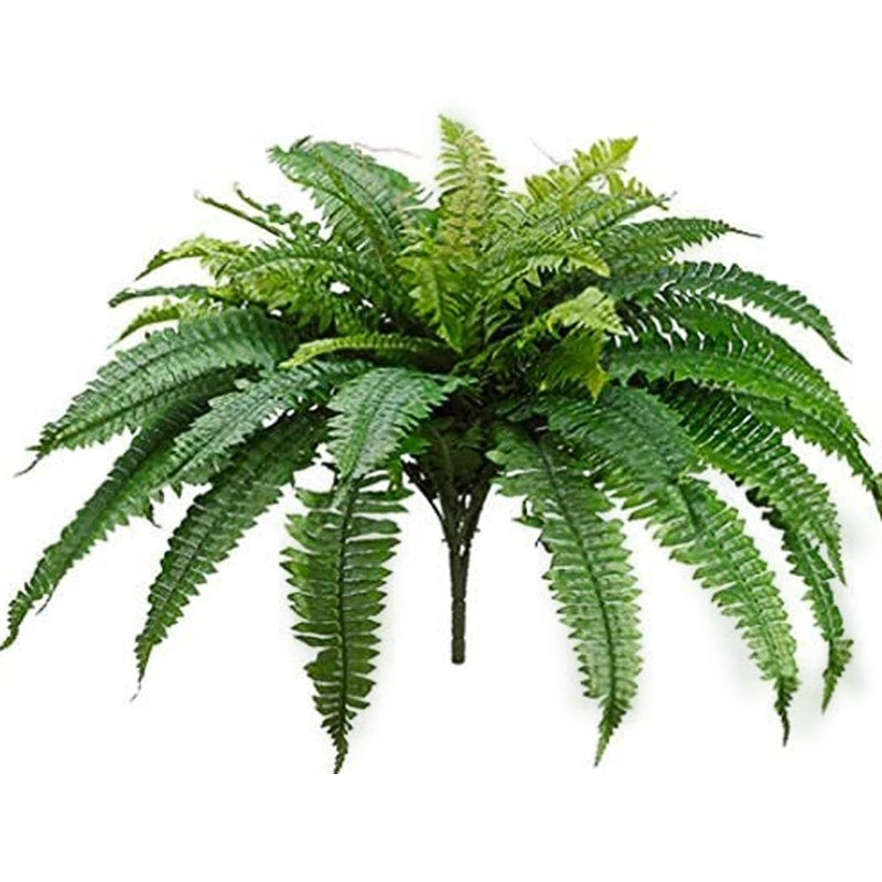 Silk Tree Warehouse One 25 Inch Long Silk Artificial Boston Fern Bush with a 40 Inch Spread from Tip to Tip When Spread Out from The Middle 48 Branches 