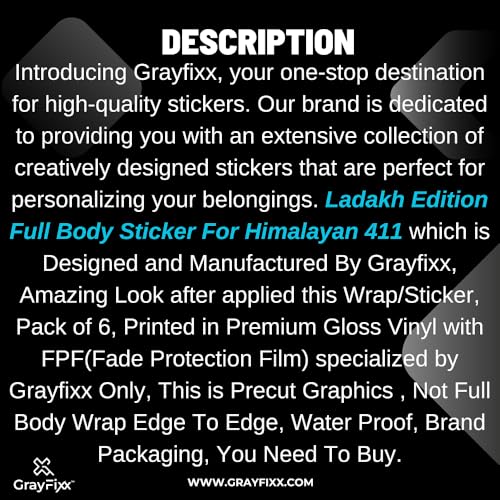 Grayfixx Ladakh Edition Full Body Sticker for Himalayan 411 | Made in Premium Gloss Vinyl with FPF(Fade Protection Film), Water Proof, Precut Sticker, Pack of 1 Both Side with 2 Years Guarantee - Image 4