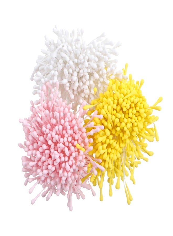 Tucnoeu 1200pcs Flower Stamens for Crafts, Double Heads Artificial Flower Stamens, 3 Colors 1mm DIY Matte Stamen for Wedding Decoration - Image 1