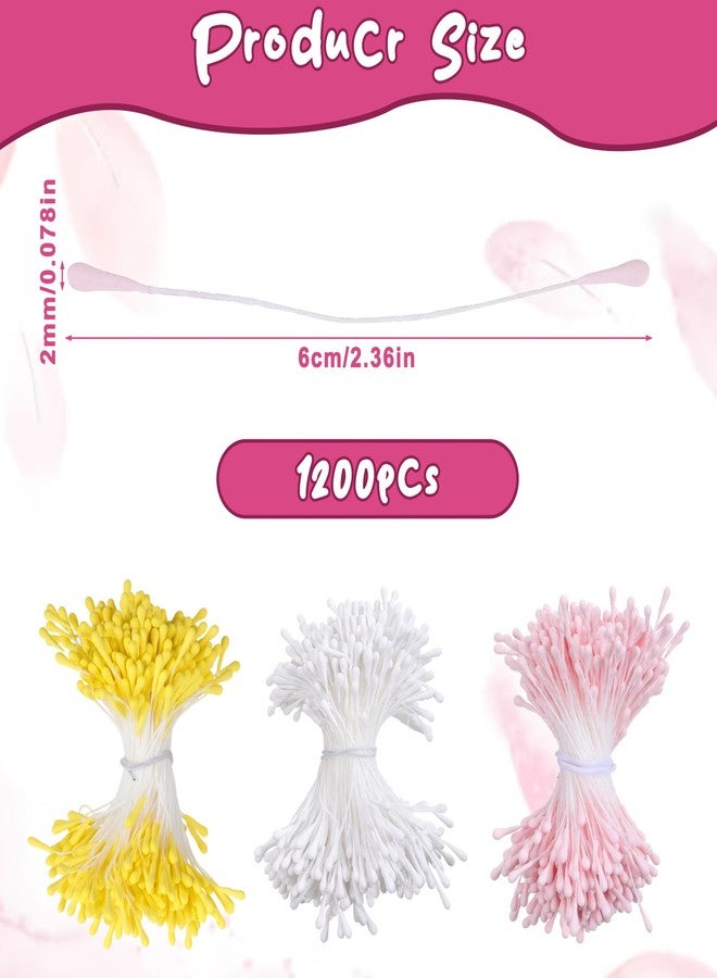 Tucnoeu 1200pcs Flower Stamens for Crafts, Double Heads Artificial Flower Stamens, 3 Colors 1mm DIY Matte Stamen for Wedding Decoration - Image 2