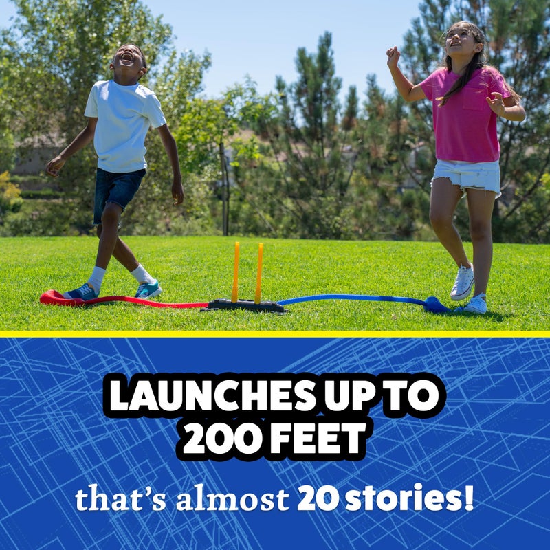 Stomp Rocket Original Dueling Rocket Launcher for Kids, 8 Rockets - Fun Backyard & Outdoor Kids Toys Gifts for Boys & Girls -Toy Foam Blaster Set Soars 200ft - Multi-Player Launcher Stand - Image 3