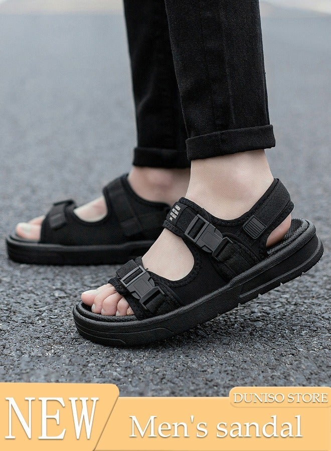 DUNISO Men's Sandals Lightweight Slide Sandal with Non-slip Soles Thick Sole Beach Sandal Open Toe Breathable Slip-on Sandal House Flat Sandal for Indoor and Outdoor - Image 1