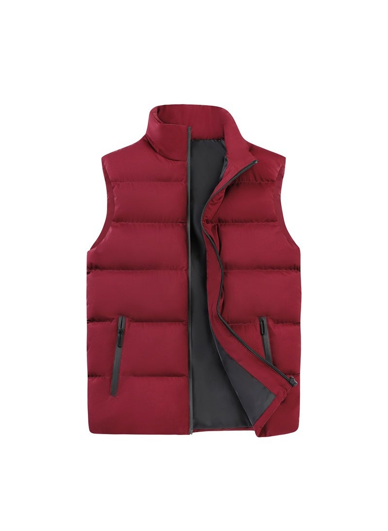 Generic - New Mens Winter Puffer Vest Casual Loose Plus Size Wine red - Image 1