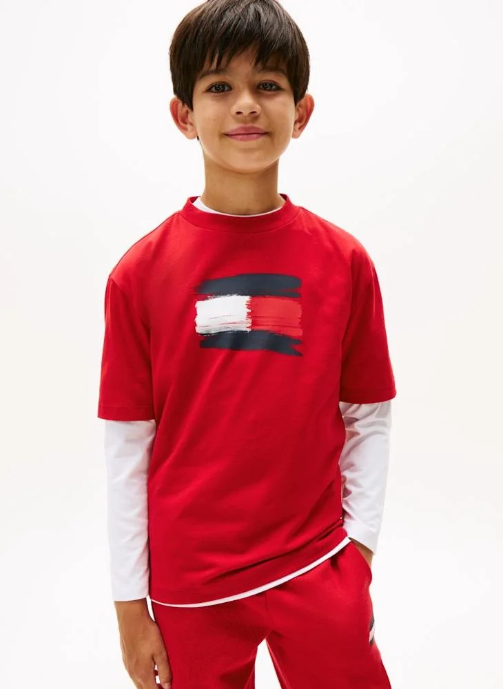 TOMMY HILFIGER Kids Flag Crew Neck T-Shirt