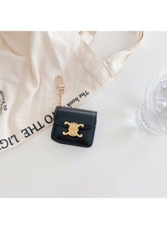 Suitable For European And American Spring Arc De Triomphe AirPods 1/2/3Rd Generation Protective Cover Leather Wireless For Apple Bluetooth Crossbody-Color:black-Applicable Models:Airpods Pro/pro2/3/4
