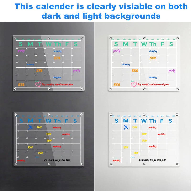 Neutechno Fridge Calendar 15"x11", Magnetic Calendar for Refrigerator, Acrylic Whiteboard Calender Dry Erase, Monthly Meal Planner for Refrigerator, w/8 Markers (Blue) - Image 5