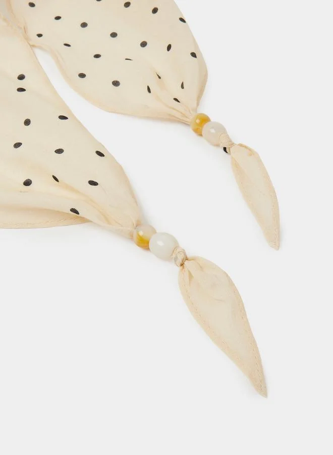 Styli Beige Polka Dot Scarf