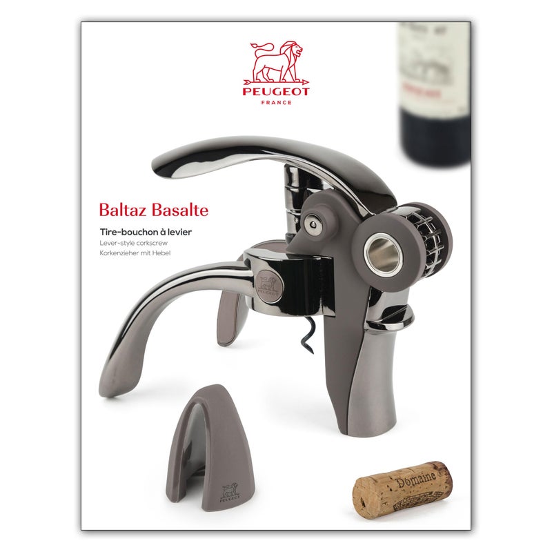 PEUGEOT Peugeot - Baltaz Corkscrew - Lever-Style Bottle Opener with Foil-Cutter, Basalt, 5.5 Inches  - Image 3