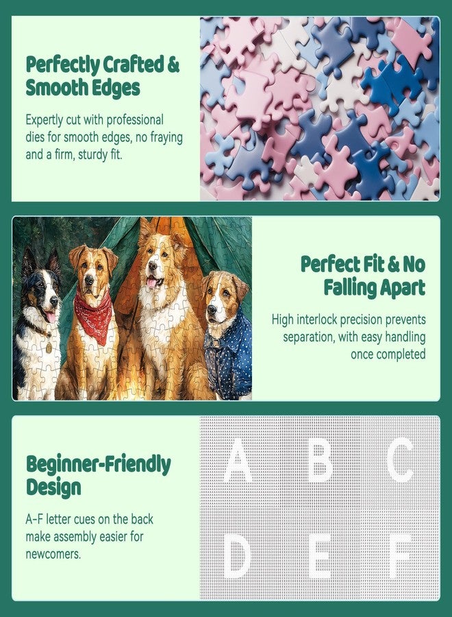 EIYRURU 300 Piece Puzzles for Adults Large Piece, Dogs Forest Campfire Camping Jigsaw Puzzle, Funny Gift for Adult Kids, Challenging Puzzle Perfect for Game Nights, 20.5 X 15 in - Image 5