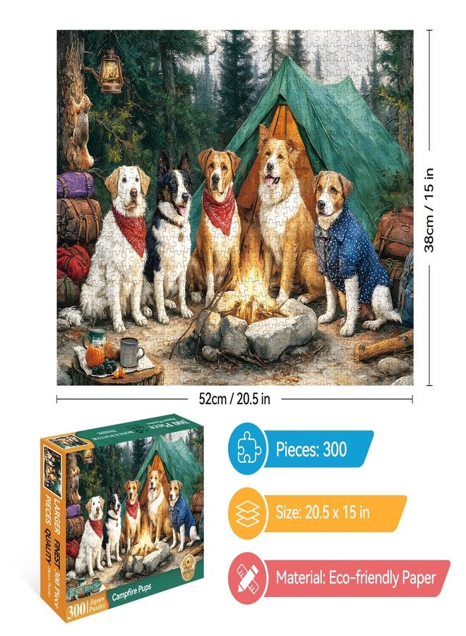 EIYRURU 300 Piece Puzzles for Adults Large Piece, Dogs Forest Campfire Camping Jigsaw Puzzle, Funny Gift for Adult Kids, Challenging Puzzle Perfect for Game Nights, 20.5 X 15 in - Image 2