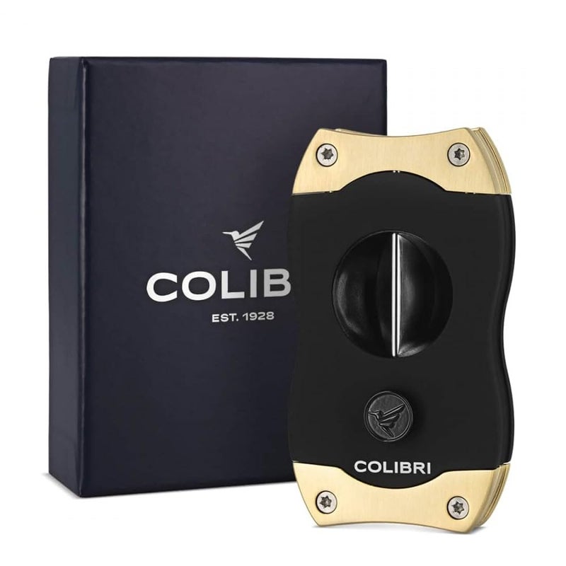 Colibri قاطع السيجار كوليبري بريميوم على شكل V - شفرة فولاذية مقاومة للصدأ ذات زنبرك مريح، مثالي حتى 60+ قياس حلقة - هدية لعشاق السيجار (ذهبي مصقول) - Image 4