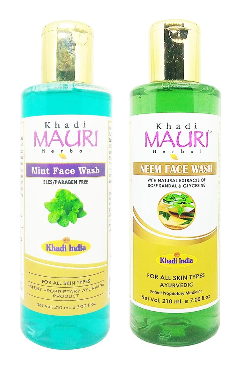 Khadi Mauri Fairness Mint Neem face wash Pack of 2 420ml