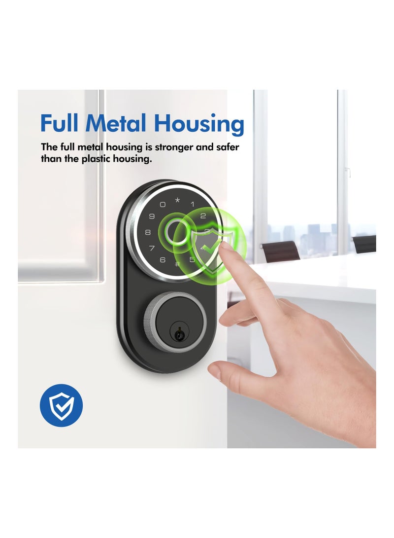 Fingerprint Door Lock, Keyless Entry Door Lock, Smart Lock with Fingerprint ID and Keypad Auto Lock, Electronic Digital Deadbolt with Fobs, Easy to Install (Black) - Image 5