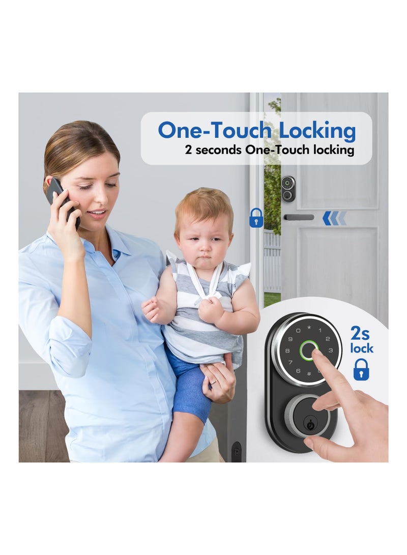 Fingerprint Door Lock, Keyless Entry Door Lock, Smart Lock with Fingerprint ID and Keypad Auto Lock, Electronic Digital Deadbolt with Fobs, Easy to Install (Black) - Image 4