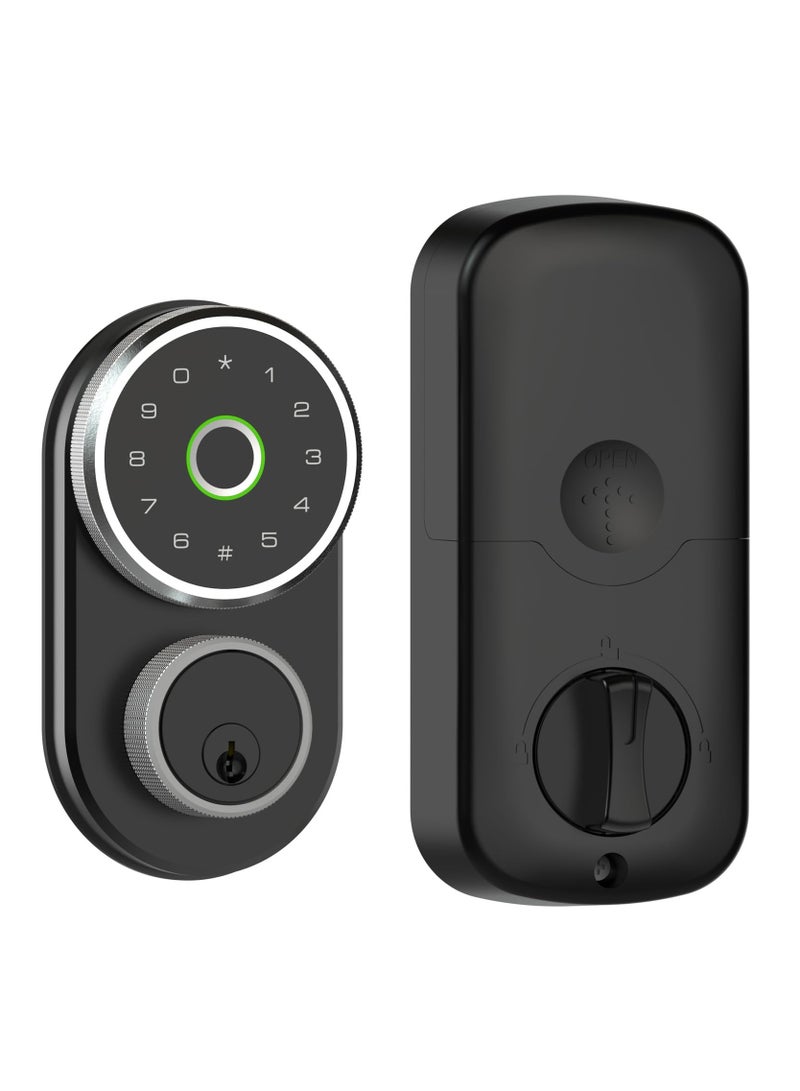 Fingerprint Door Lock, Keyless Entry Door Lock, Smart Lock with Fingerprint ID and Keypad Auto Lock, Electronic Digital Deadbolt with Fobs, Easy to Install (Black) - Image 1