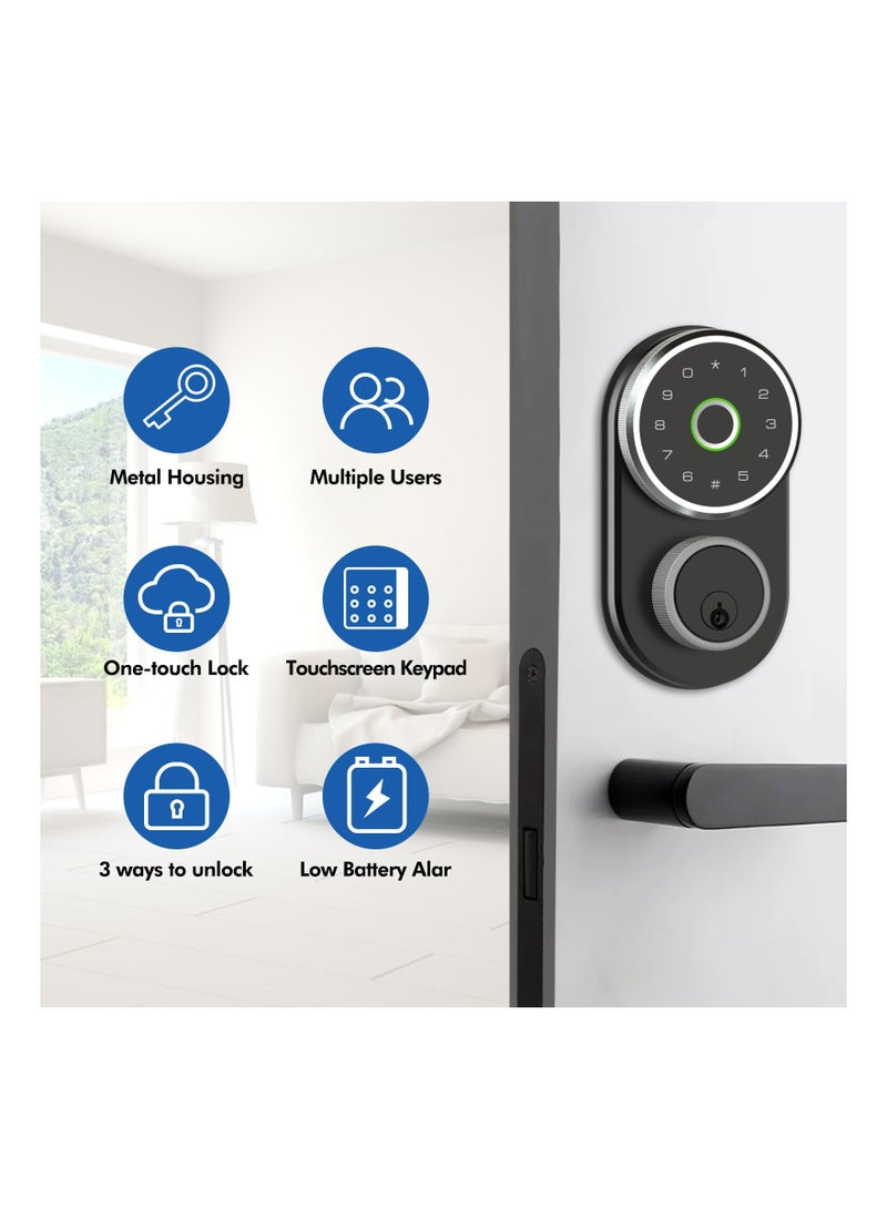 Fingerprint Door Lock, Keyless Entry Door Lock, Smart Lock with Fingerprint ID and Keypad Auto Lock, Electronic Digital Deadbolt with Fobs, Easy to Install (Black) - Image 3
