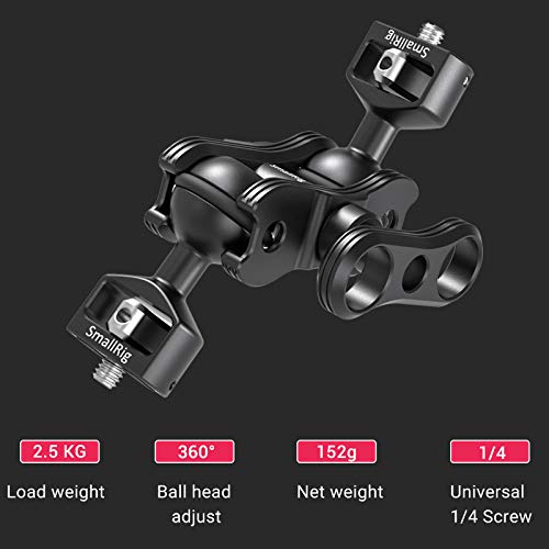 SMALLRIG Articulating Magic Arm with Double Ballheads (1/4" Screw) Monitor Mount for Field Monitor, Lights, Audio Recorders - 2070 - Image 2