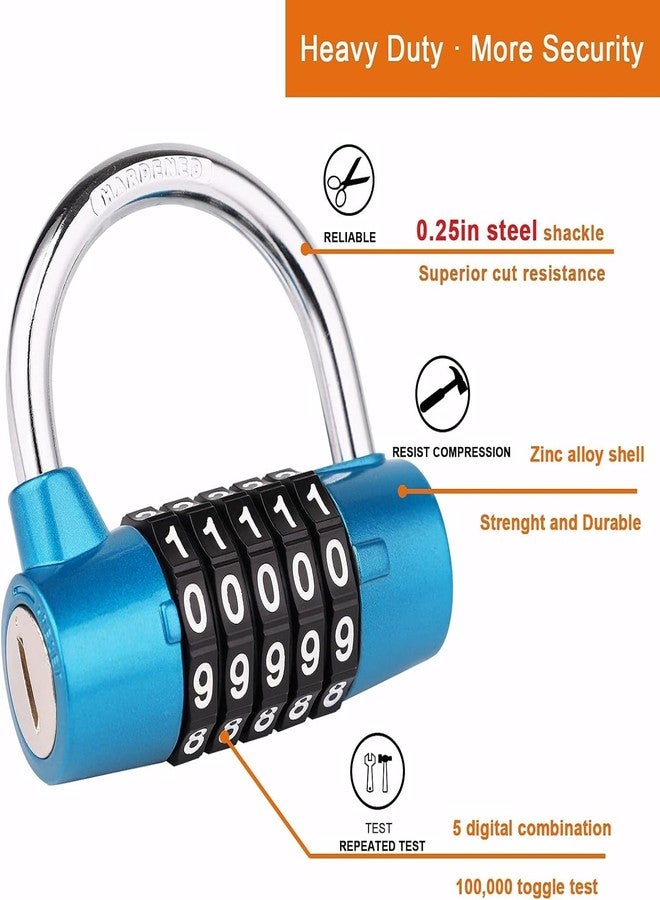 GION 5 Digit Combination Gym Cabinets Password Lock Tool Box Door Padlock, Zinc Alloy Travel Luggage Suitcases Backpacks Padlock (1Pcs) (Blue) - Image 3