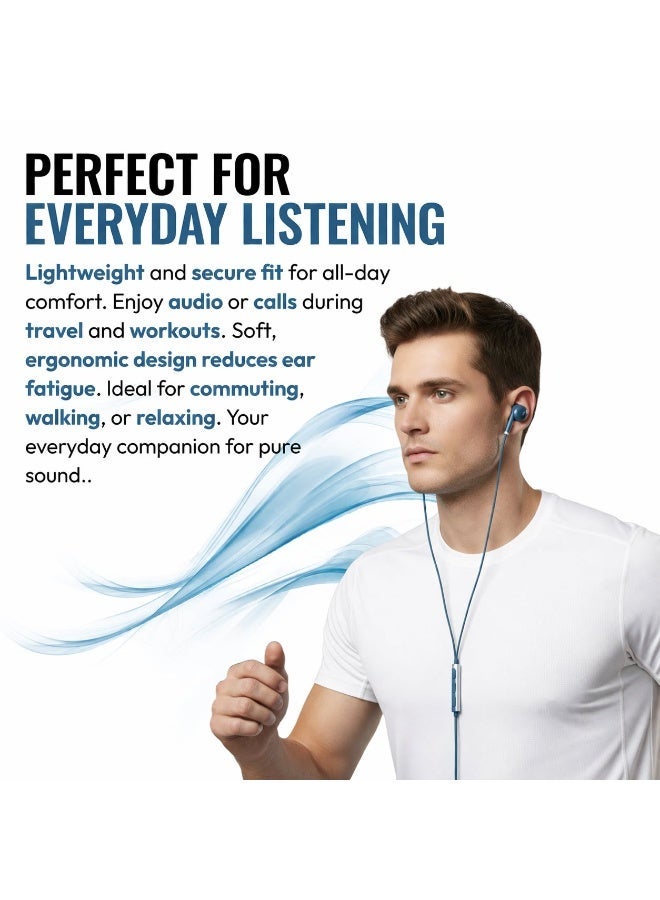 Hamzone USB Type-C Wired In-Ear Headphones With Mic, Hi-Fi Stereo Sound, Deep Bass, Noise Isolation, Volume Control, Compatible with iPhone 15 Series, Samsung Galaxy, iPad Air, PC Blue - Image 4