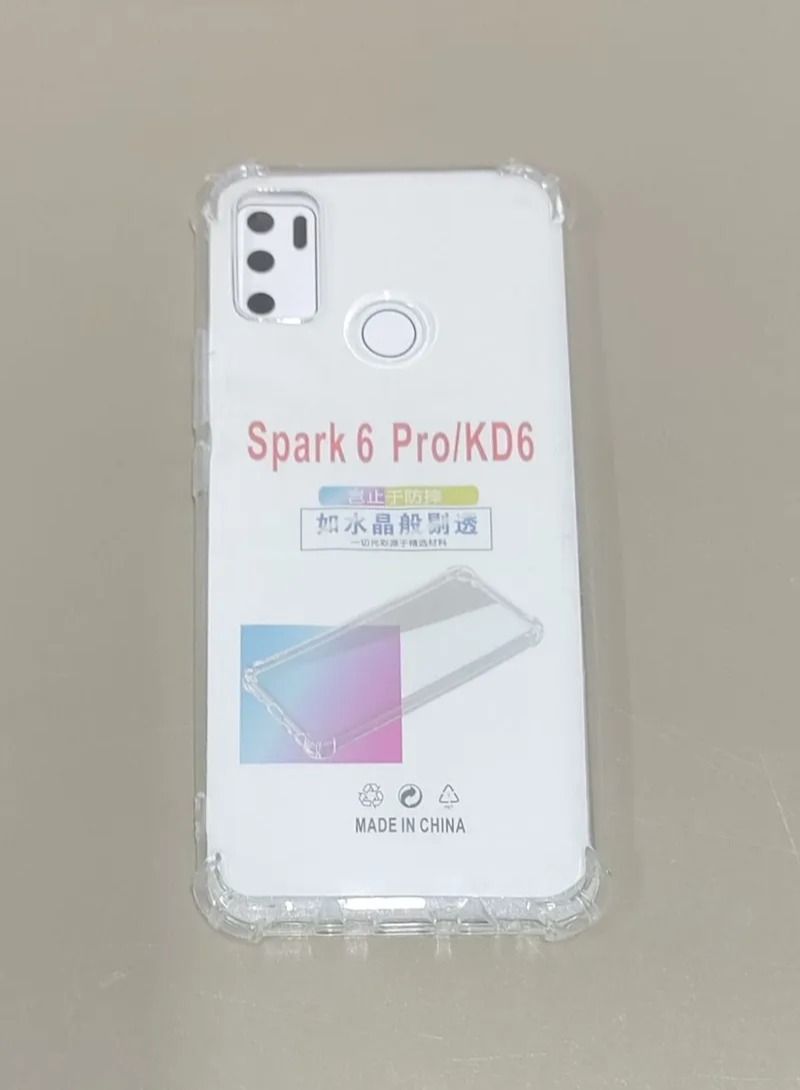 CASEKA Spark 6 Pro / KD6 Case Transparent Protective Cover For Tecno Spark 6 Pro Clear