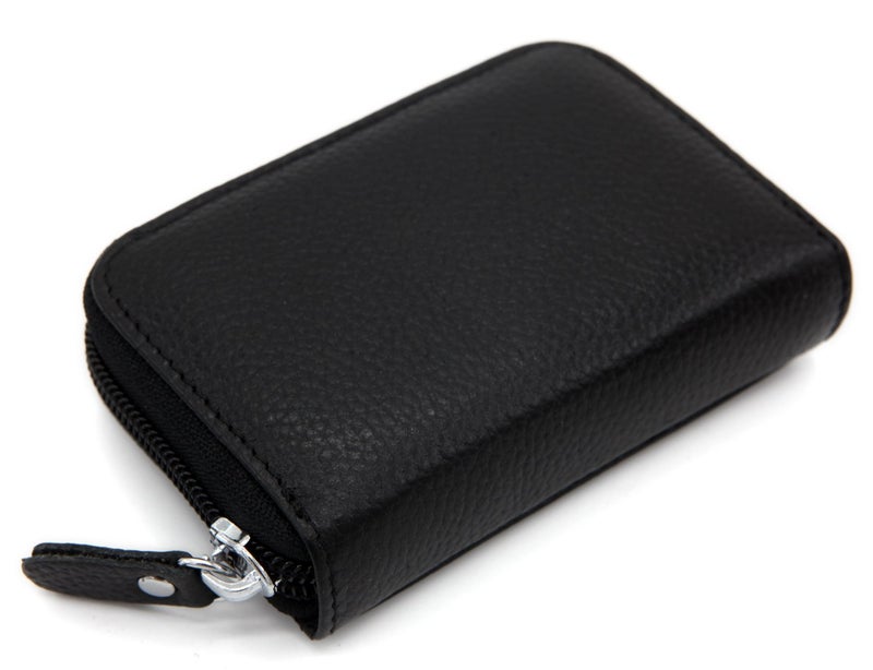 ZHOMA RFID Blocking Genuine Leather Credit Card Case Holder Security Travel Wallet - Black - Image 4