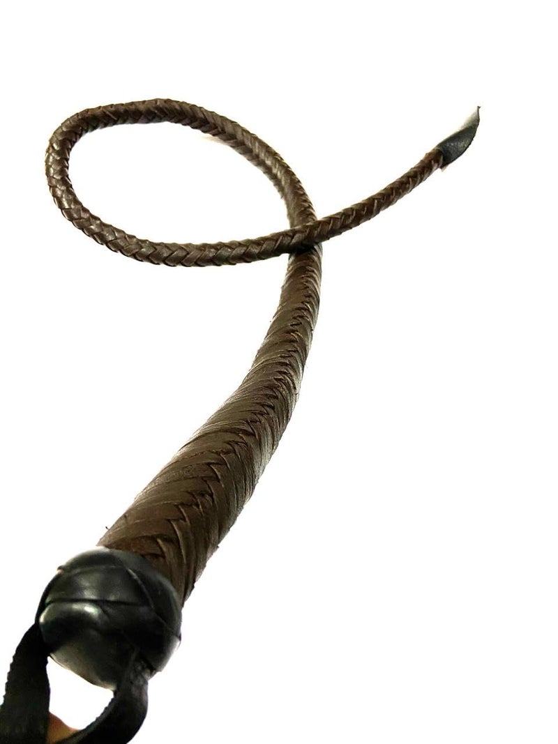 PETS TRIANGLE 3FT Leather Bull Whip with Leather Handle (Chocolate Brown) - Image 5