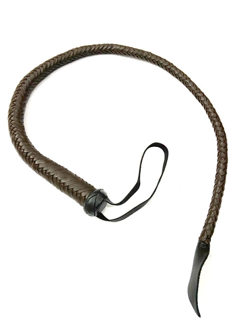 PETS TRIANGLE 3FT Leather Bull Whip with Leather Handle (Chocolate Brown) - Image 2