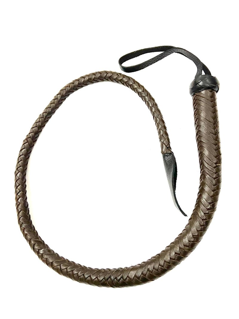 PETS TRIANGLE 3FT Leather Bull Whip with Leather Handle (Chocolate Brown) - Image 1