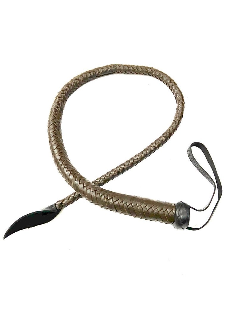 PETS TRIANGLE 3FT Leather Bull Whip with Leather Handle (Chocolate Brown) - Image 4