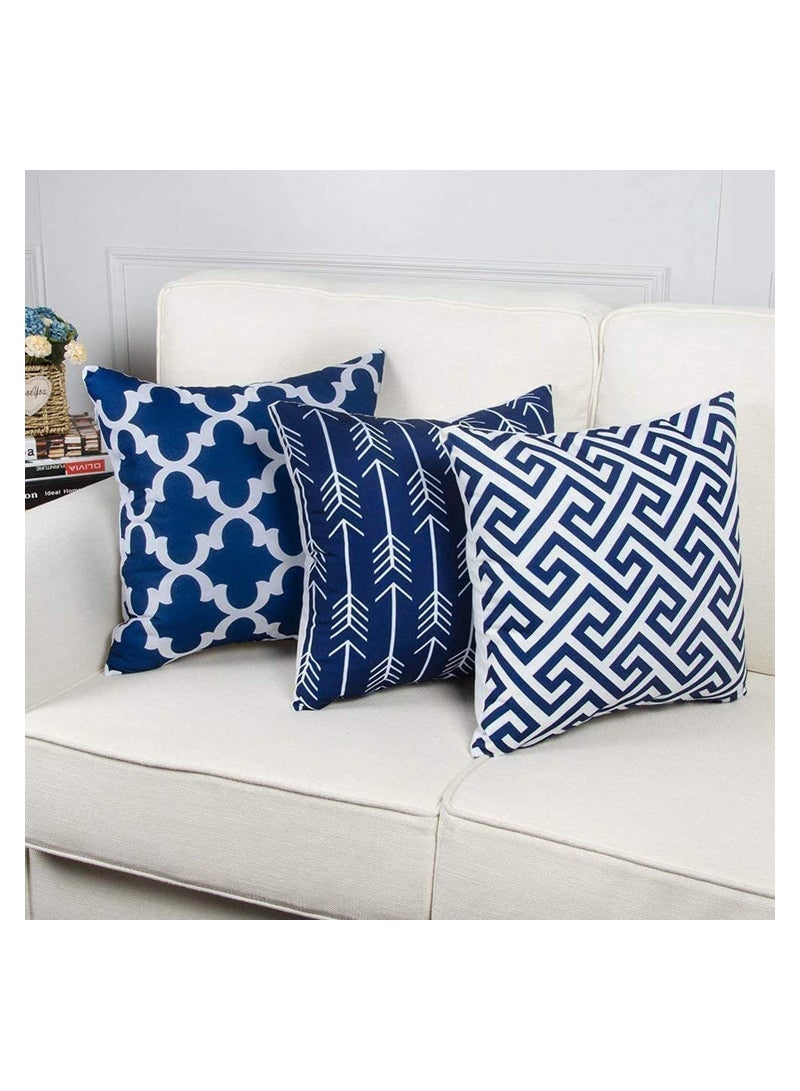 SOLARAE Pack of 6 Throw Pillow Covers for Couch, Modern Decorative Geometric Patterns, Pillow Case Cushion Case for Room Bedroom Room Sofa Chair Car, 18 x 18 inch (Dark Blue) - Image 4
