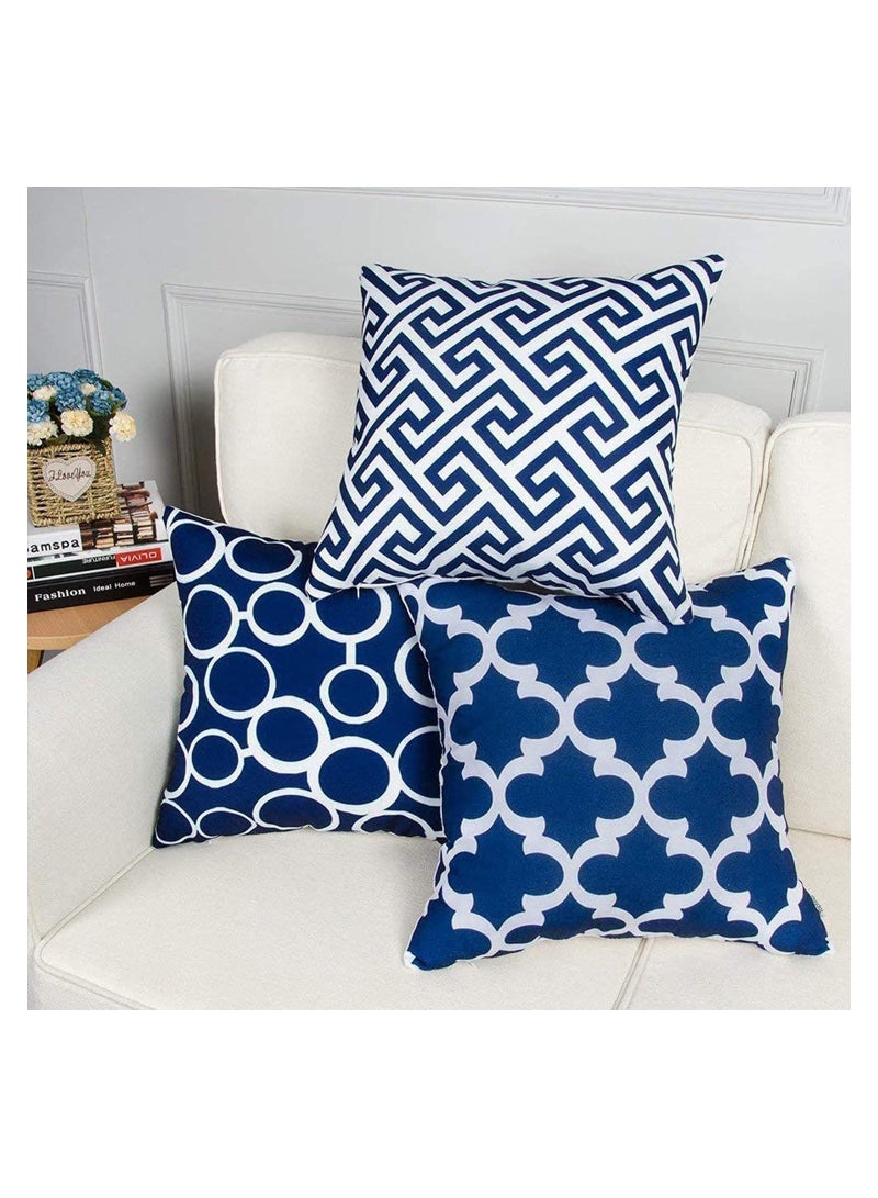 SOLARAE Pack of 6 Throw Pillow Covers for Couch, Modern Decorative Geometric Patterns, Pillow Case Cushion Case for Room Bedroom Room Sofa Chair Car, 18 x 18 inch (Dark Blue) - Image 3