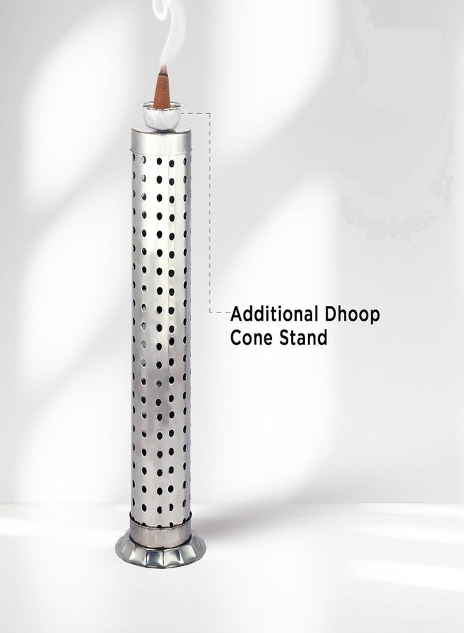 NS INVENTIVENESS - Stainless Steel Incense Stick Holder for Worship | High Durable Incense Stand| Agarbatti Holder with Ash Catcher | Silver Color | 1 pc Agarbatti Stand Holder Agarbatti Stand Holder - Image 2