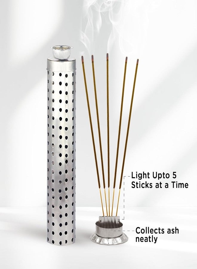 NS INVENTIVENESS - Stainless Steel Incense Stick Holder for Worship | High Durable Incense Stand| Agarbatti Holder with Ash Catcher | Silver Color | 1 pc Agarbatti Stand Holder Agarbatti Stand Holder - Image 3