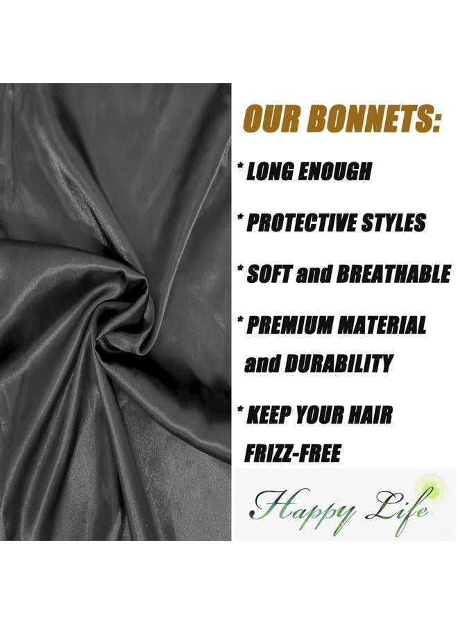 Wbfwbb Braid Bonnet for Sleeping, Wide Elastic Band Satin Hair Wrap Sleeping Cap for Women Cap for Braids, Curly, Long Hair Black - Image 4