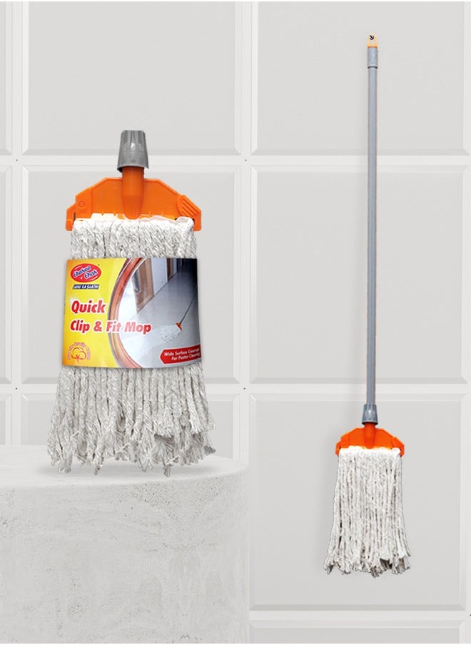 Chakaa chak Quick and Clip & Fit Mop with Long Handle for Kitchen, Restaurant, Bathroom, Garages, Warehouses & Office  - Image 3