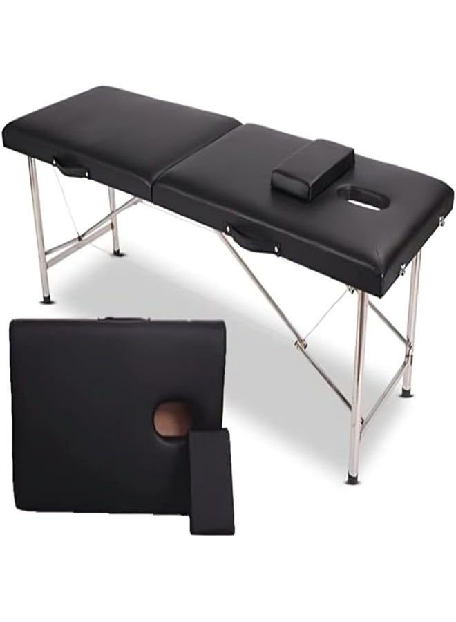 ريلاكس سمارت سرير تدليك أسود قابل للطي – طاولة مساج محمولة وخفيفة الوزن بارتفاع قابل للتعديل مع حقيبة حمل وإسفنج مريح وإطار خشبي متين للاستخدام في المنزل أو الصالون أو السبا - Image 1