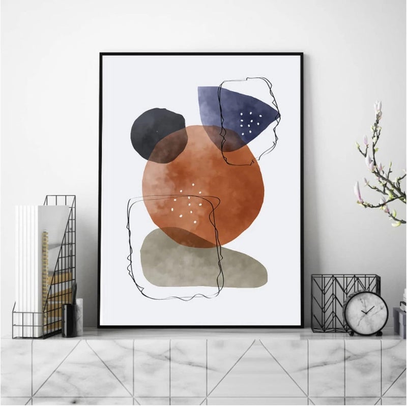 اي ار اس لوحة جدارية تجريدية من قماش ARS، بتصميم هندسي، ملصقات ومطبوعات جدارية لتزيين غرفة المعيشة، بخطوط ملونة، مع إطار، 40 × 50 سم / 3 قطع - Image 3