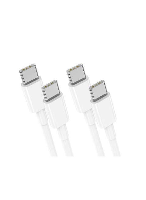 كابل شحن 2 عبوة USB C إلى USB C بطول 3 أقدام لجهاز iPhone 15 Pro Max/15 Plus، كابل USB Type C إلى C لشحن سريع للسيارة لجهاز Samsung Galaxy S24 Ultra S23 S22 S21 FE Note 20 A54 A14