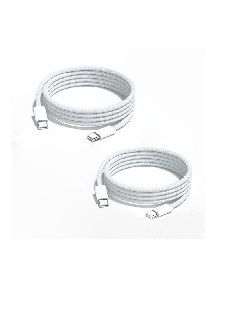 Generic - كابل شحن 2 عبوة USB C إلى USB C بطول 3 أقدام لجهاز iPhone 15 Pro Max/15 Plus، كابل USB Type C إلى C لشحن سريع للسيارة لجهاز Samsung Galaxy S24 Ultra S23 S22 S21 FE Note 20 A54 A14 - Image 1