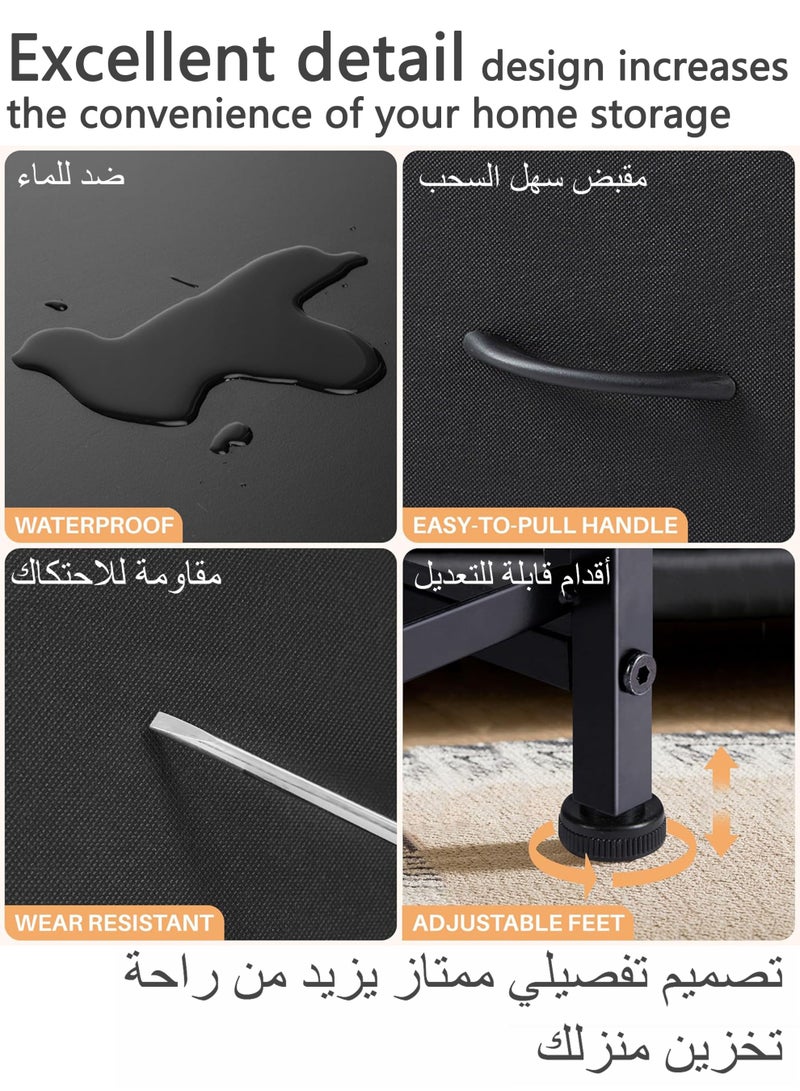 ويمارت خزانة ذات 4 أدراج، منظم خزانة ملابس وخزانة تخزين بمقابض سهلة السحب، إطار فولاذي قوي، سطح خشبي، خزانة ملابس لغرفة النوم والمدخل والخزائن،أسود - Image 2