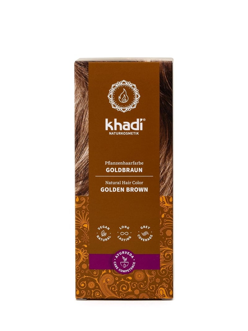 khadi GOLDEN BROWN Natural Hair Color 35 oz Plant based hair dye for shimmering amber to velvety glossy golden brown 100 herbal vegan PPD  chemical free natural cosmetic for healthy hair